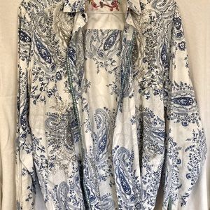 Robert Graham Blue and White Paisley